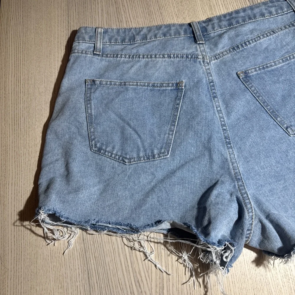 Wild Fable Blue Two-Tone Patchwork Super High-Rise Cutoff Denim Shorts Size 12